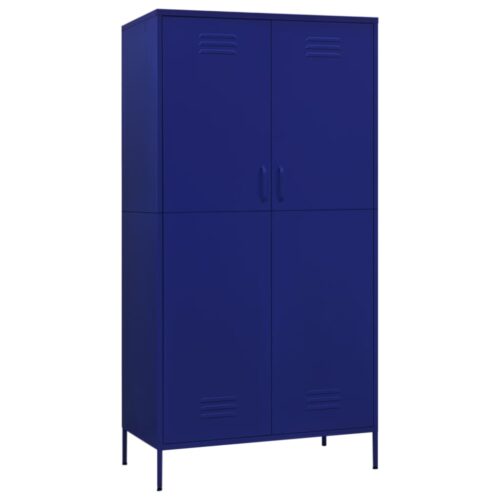 Tall Wardrobe Locker Cabinet Steel Metal Storage Filing Cupboard Navy