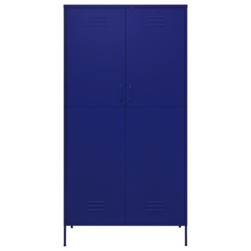 Tall Wardrobe Locker Cabinet Steel Metal Storage Filing Cupboard Navy - Image 3