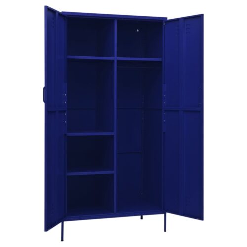 Tall Wardrobe Locker Cabinet Steel Metal Storage Filing Cupboard Navy - Image 6
