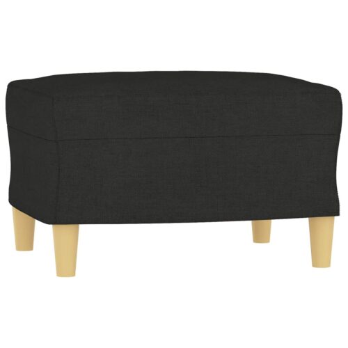 3-Seater Sofa with Footstool Black 180cm Fabric - Image 5