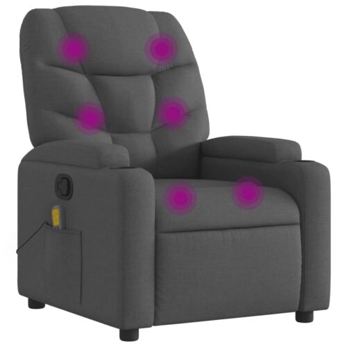 Massage Recliner Chair Dark Grey Fabric - Image 2