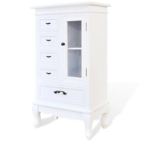 Cabinet with 5 Drawers 2 Shelves White - Image 2