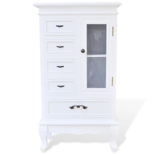 Cabinet with 5 Drawers 2 Shelves White - Image 4