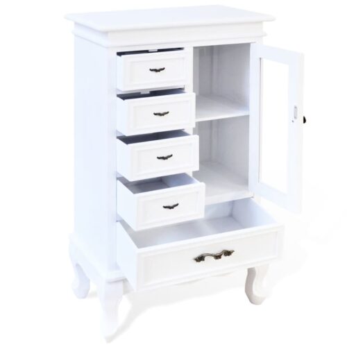 Cabinet with 5 Drawers 2 Shelves White - Image 6