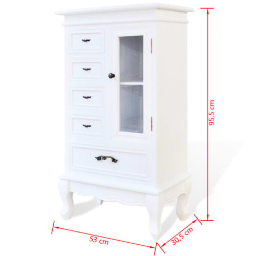 Cabinet with 5 Drawers 2 Shelves White - Image 7
