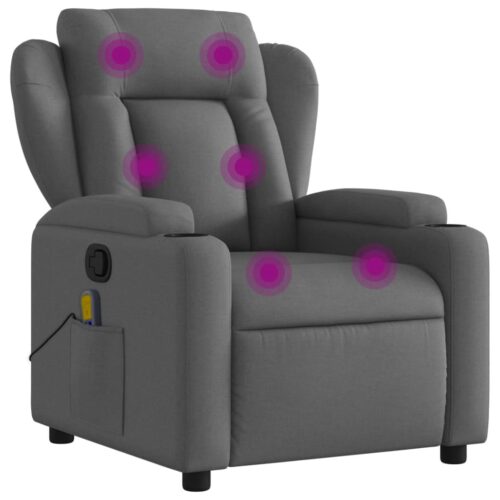 Massage Recliner Chair Dark Grey Fabric - Image 2