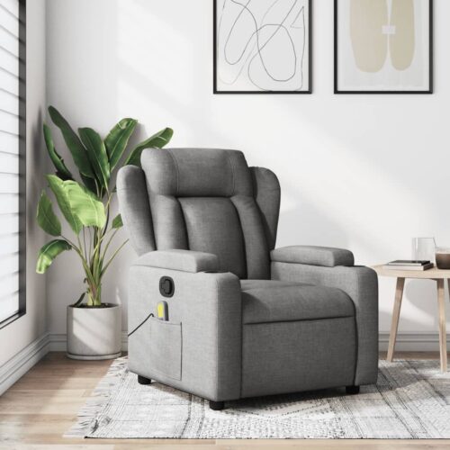 Massage Recliner Chair Dark Grey Fabric - Image 12