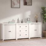 Sideboard White 210x35x80cm Solid Wood Pine