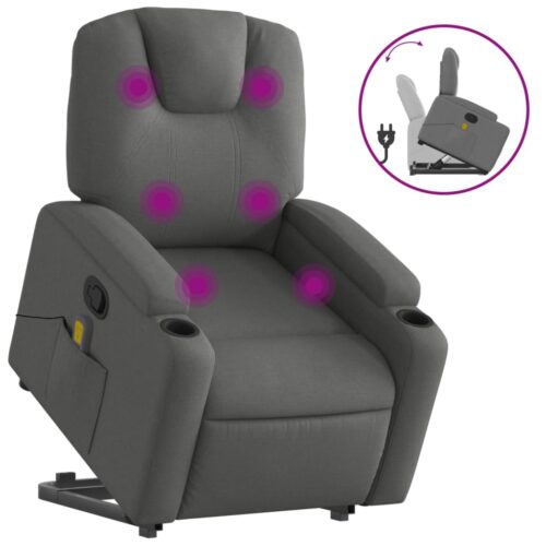 Stand up Massage Recliner Chair Dark Grey Fabric - Image 2