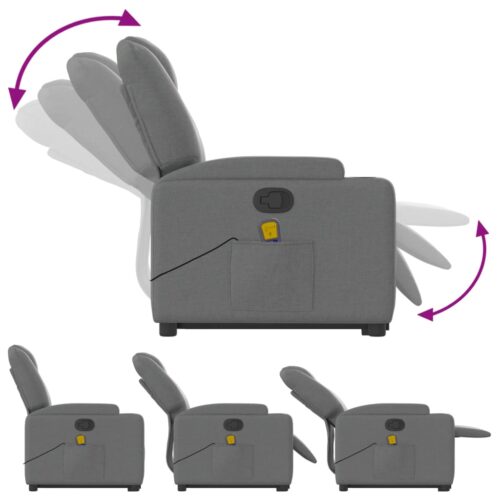 Stand up Massage Recliner Chair Dark Grey Fabric - Image 6
