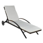 Outdoor Sun Lounger Patio Garden Pool Beach Lounge Chair Wicker Rattan on Wheels