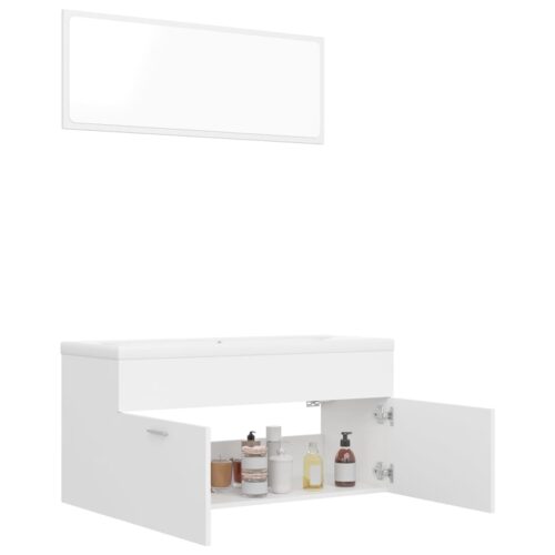Bathroom Furniture Set White Engineered Wood - Image 4