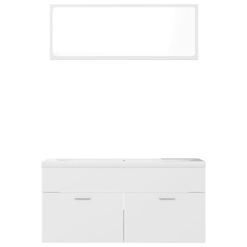 Bathroom Furniture Set White Engineered Wood - Image 5