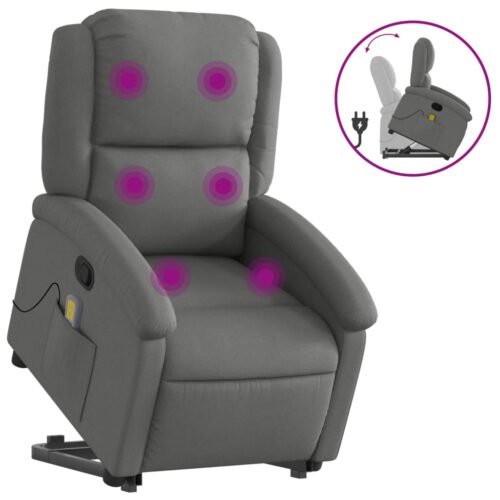 Stand up Massage Recliner Chair Dark Grey Fabric - Image 2
