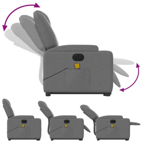 Electric Stand up Massage Recliner Chair Dark Grey Fabric - Image 6