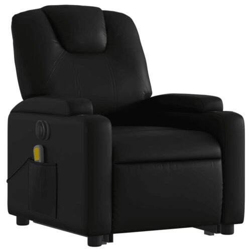 Electric Stand up Massage Recliner Chair Black Faux Leather - Image 3