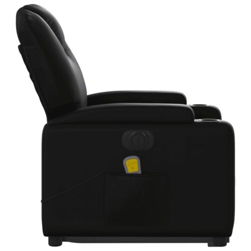 Electric Stand up Massage Recliner Chair Black Faux Leather - Image 9