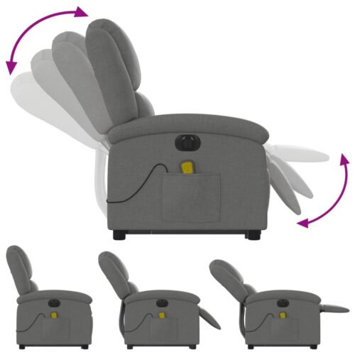 Electric Stand up Massage Recliner Chair Dark Grey Fabric - Image 6