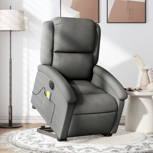 Electric Stand up Massage Recliner Chair Dark Grey Fabric - Image 12