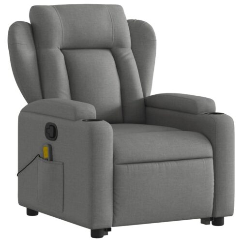 Stand up Massage Recliner Chair Dark Grey Fabric - Image 3