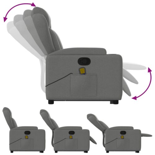 Stand up Massage Recliner Chair Dark Grey Fabric - Image 6