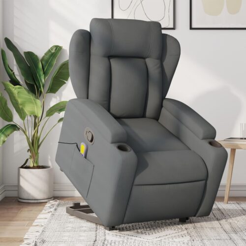 Stand up Massage Recliner Chair Dark Grey Fabric - Image 12