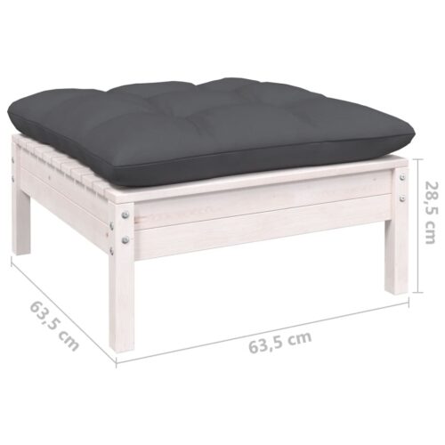 5-Piece Garden Lounge Set with Cushions White Pine Wood Outdoor Patio Furniture - Image 8