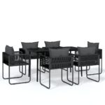 7-Piece Garden Dining Set Black Outdoor Patio Lounge Furniture