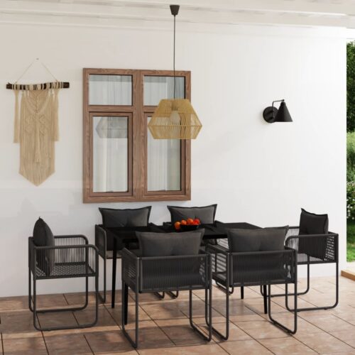 7-Piece Garden Dining Set Black Outdoor Patio Lounge Furniture - Image 9