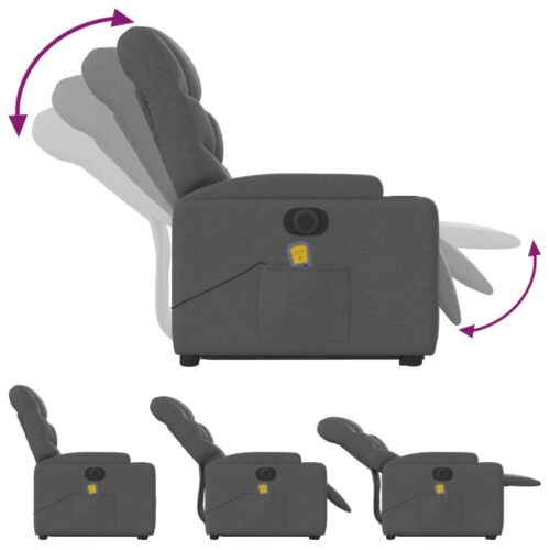 Electric Stand up Massage Recliner Chair Dark Grey Fabric - Image 6