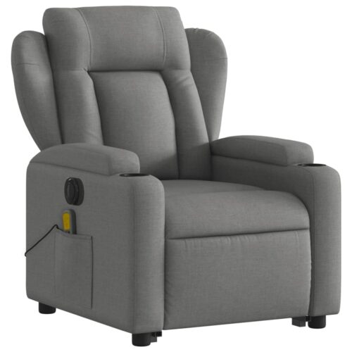 Electric Stand up Massage Recliner Chair Dark Grey Fabric - Image 3