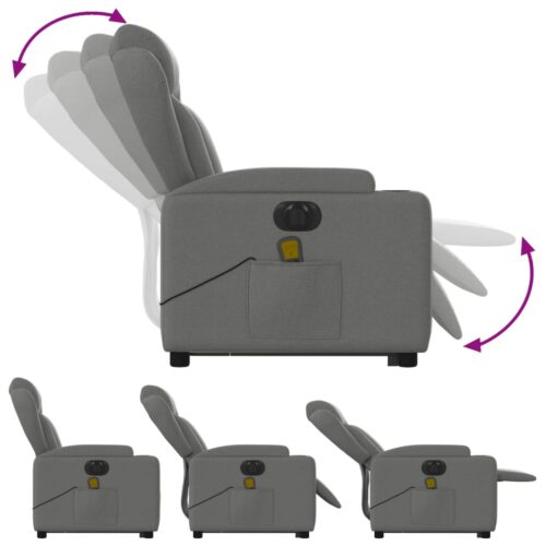 Electric Stand up Massage Recliner Chair Dark Grey Fabric - Image 6