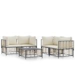 5-Piece Garden Lounge Set with Cushions Anthracite Poly Rattan