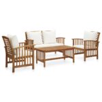 4-Piece Garden Lounge Set with Cushions Acacia Wood Timber Outdoor Patio Furniture