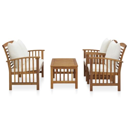 4-Piece Garden Lounge Set with Cushions Acacia Wood Timber Outdoor Patio Furniture - Image 2