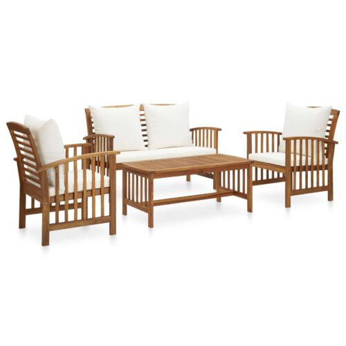 4-Piece Garden Lounge Set with Cushions Acacia Wood Timber Outdoor Patio Furniture - Image 12
