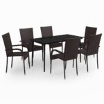7-Piece Garden Dining Set Brown Black Outdoor Patio Lounge Furniture
