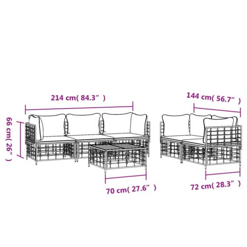 6-Piece Garden Lounge Set with Cushions Anthracite Poly Rattan - Image 9