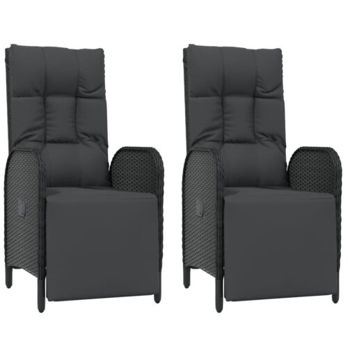 5-Piece Garden Dining Set with Cushions Black Poly Rattan Wicker Outdoor Patio Furniture - Image 5
