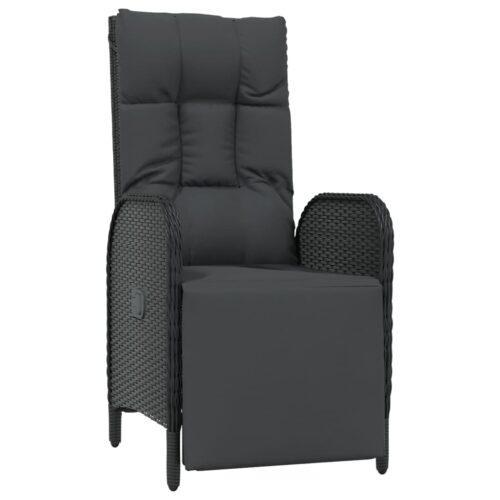 5-Piece Garden Dining Set with Cushions Black Poly Rattan Wicker Outdoor Patio Furniture - Image 6