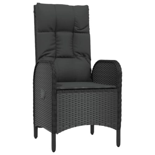 5-Piece Garden Dining Set with Cushions Black Poly Rattan Wicker Outdoor Patio Furniture - Image 7