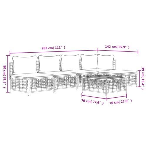6-Piece Garden Lounge Set with Cushions Anthracite Poly Rattan - Image 10