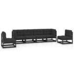 6-Piece Garden Lounge Set with Cushions Pine Wood Outdoor Patio Furniture