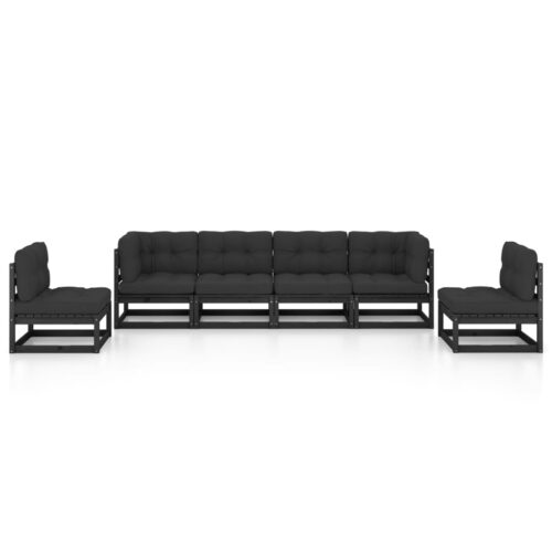 6-Piece Garden Lounge Set with Cushions Pine Wood Outdoor Patio Furniture - Image 3