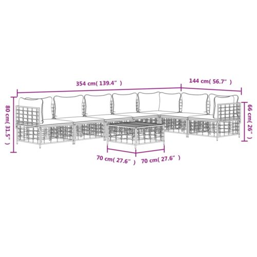 8-Piece Garden Lounge Set with Cushions Anthracite Poly Rattan - Image 9