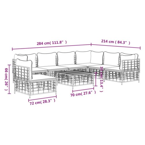 8-Piece Garden Lounge Set with Cushions Anthracite Poly Rattan - Image 9