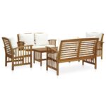 5-Piece Garden Lounge Set with Cushions Acacia Wood Timber Outdoor Patio Furniture (310257+310260+310263)