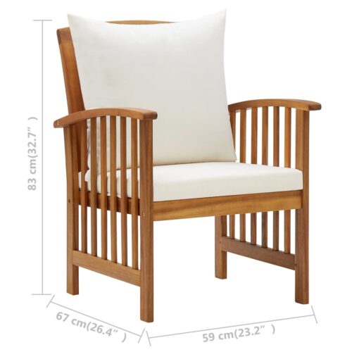 5-Piece Garden Lounge Set with Cushions Acacia Wood Timber Outdoor Patio Furniture (310257+310260+310263) - Image 11