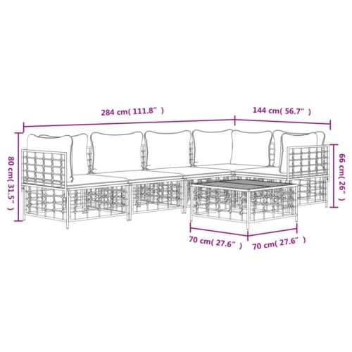 6-Piece Garden Lounge Set with Cushions Anthracite Poly Rattan - Image 9