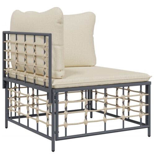 6-Piece Garden Lounge Set with Cushions Anthracite Poly Rattan - Image 4